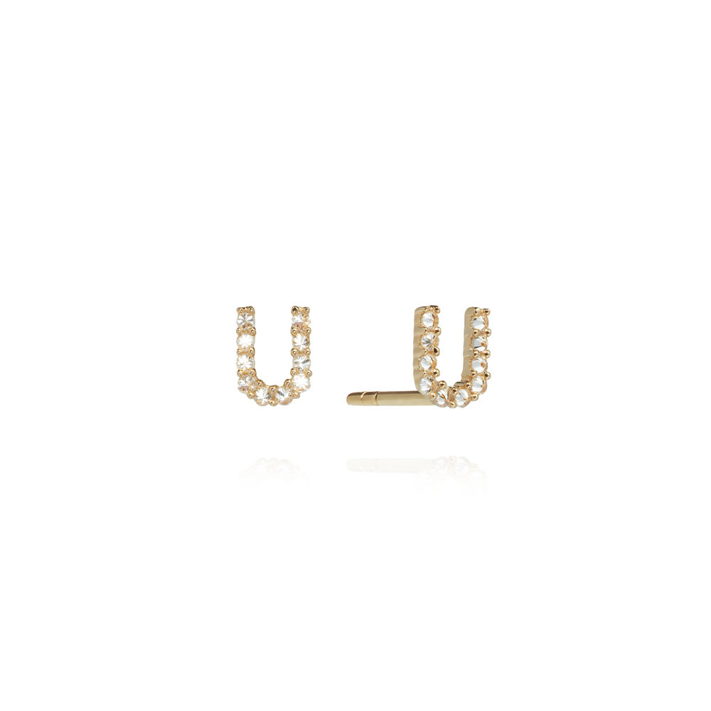 A pair of 18ct Gold Diamond Initial U Stud Earrings | Annoushka jewelley